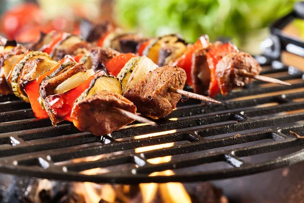 Griller shashlik sur barbecue grill — Photo