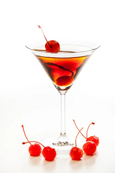 Manhattan cocktail garnished with a cherry — Stock Photo, Image