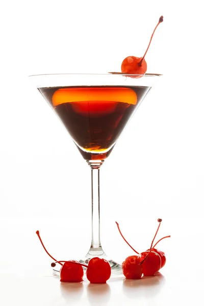 Manhattan cocktail garnished with a cherry — Stock Photo, Image