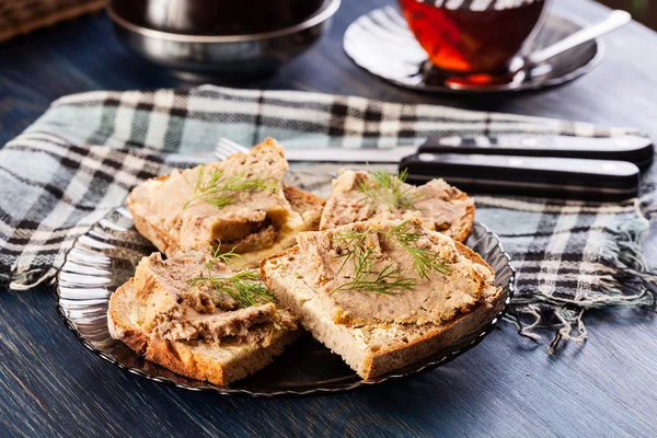 Slices of bread with baked pate — Stock Photo, Image