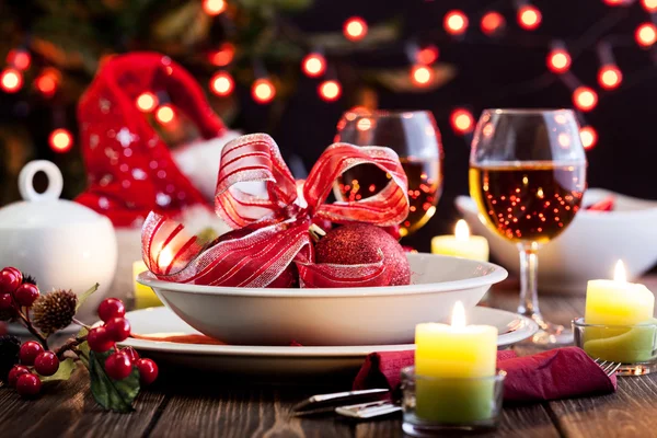 Christmas dishware on the table — Stock Photo, Image