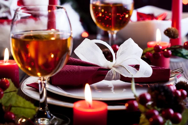 Christmas dishware on the table — Stock Photo, Image