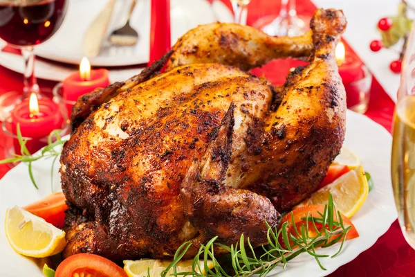 Baked chicken for Christmas dinner — Stock Photo, Image