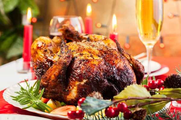 Baked chicken for Christmas dinner — Stock Photo, Image