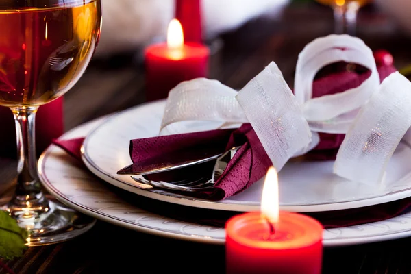 Christmas dishware on the table — Stock Photo, Image