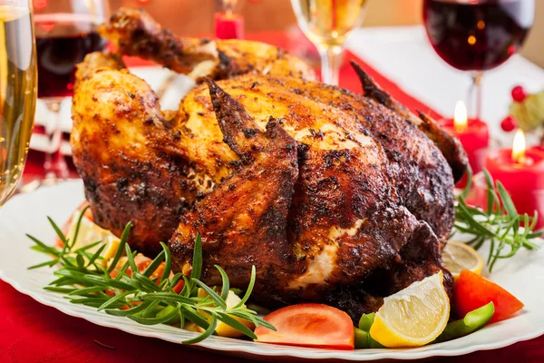 Frango assado para o jantar de Natal — Fotografia de Stock