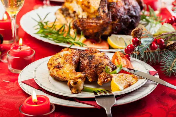 Frango assado para o jantar de Natal Fotos De Bancos De Imagens