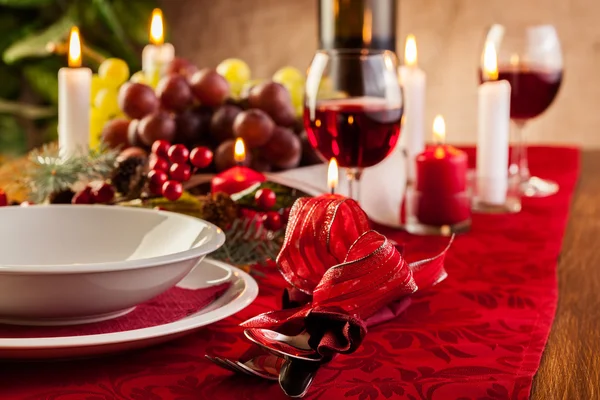 Christmas dishware on the table — Stock Photo, Image