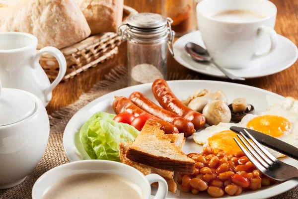 English breakfast with sausage — Stock Photo, Image