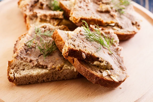 Slices of bread with baked pate — Stock Photo, Image