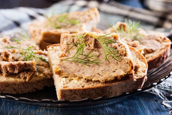 Slices of bread with baked pate — Stock Photo, Image