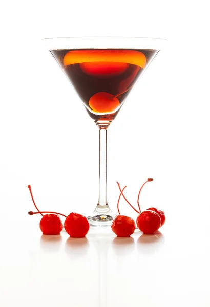 Manhattan cocktail garnished with a cherry — Stock Photo, Image