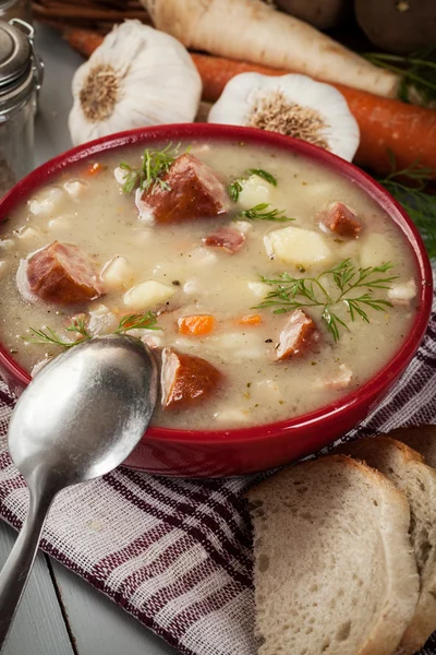 Sour soup made of rye flour — Stock Photo, Image