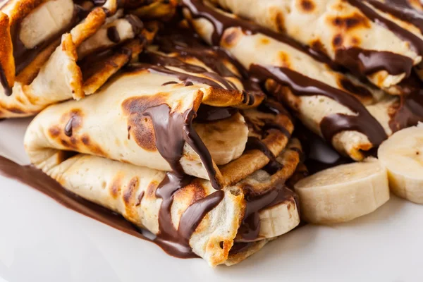 Crepes con crema di banana e cioccolato — Foto Stock