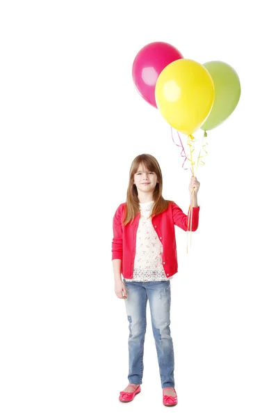 Menina segurando balões — Fotografia de Stock