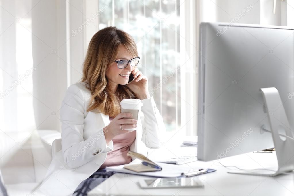 businesswoman making call