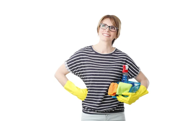 Glimlachende vrouw staande — Stockfoto