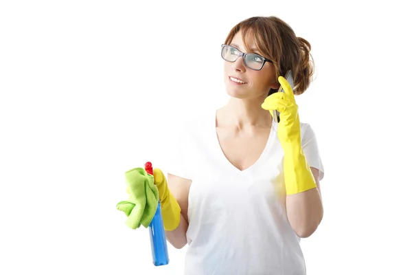 Frau benutzte ihr Handy — Stockfoto