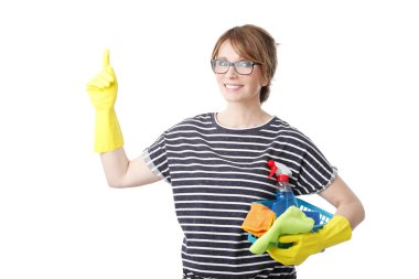 boşaltmak işaret eden kadın