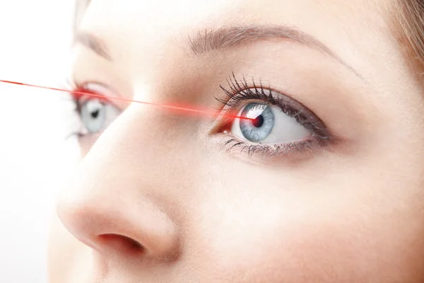 Oko z laserem medycznym — Zdjęcie stockowe