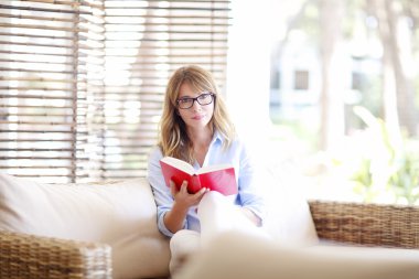 Kitap okuyan bir kadın. 