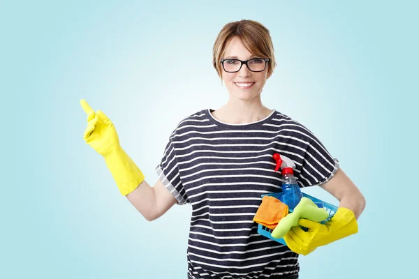 Vrouw iets weergegeven: — Stockfoto