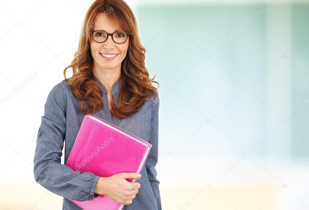 Teacher with notebook