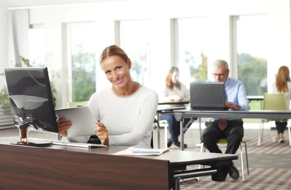 Zakenvrouw Werken op Laptop — Stockfoto