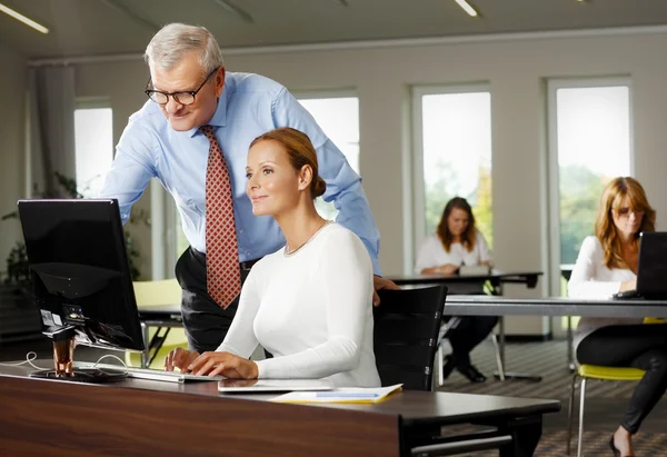 Zakenmensen die op laptop werken — Stockfoto