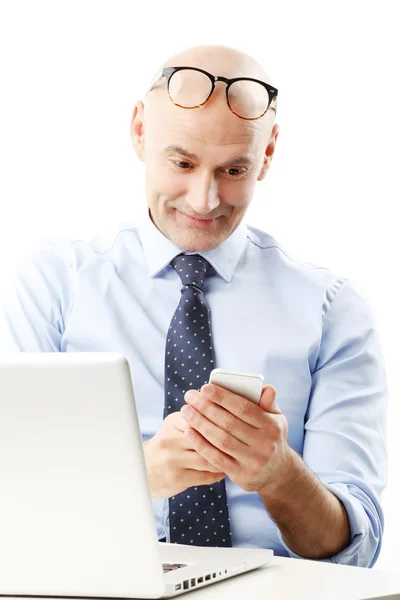 Sales man using mobile phone — Stock Photo, Image