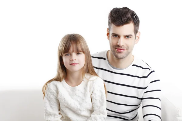 Father sitting with cute daughter — Stock Photo, Image