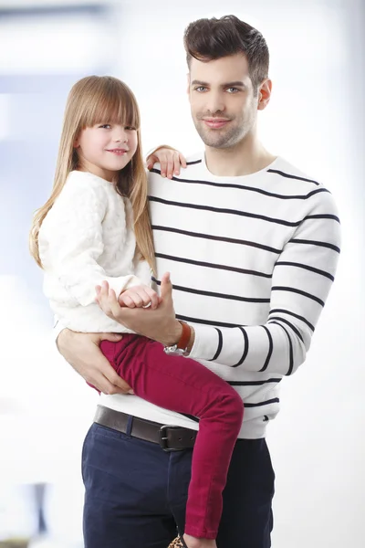 Father holding his cute daughter — Stock Photo, Image