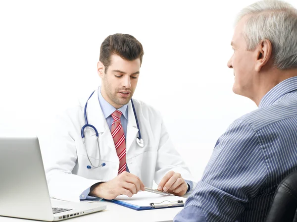 Male doctor with old patient — Stock Photo, Image