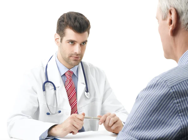 Homme médecin avec vieux patient — Photo