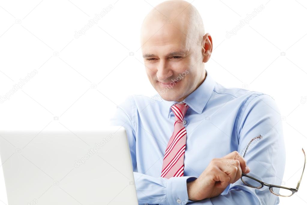 Businessman sitting in front of computer