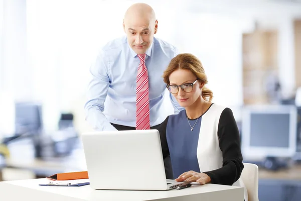 Businesswoman and businessman discussing plan — Stock Photo, Image