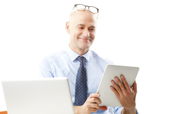 Businessman holding digital tablet