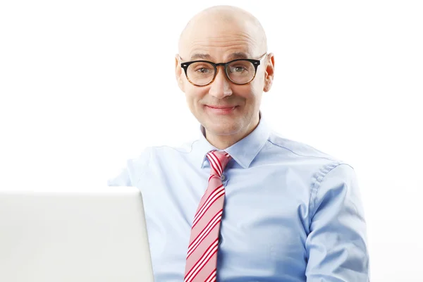 Senior man working at laptop — Stock Photo, Image