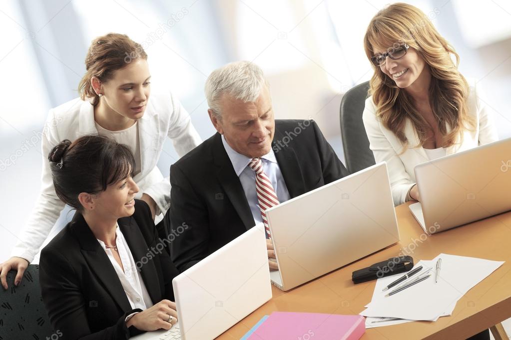 business people sitting at office