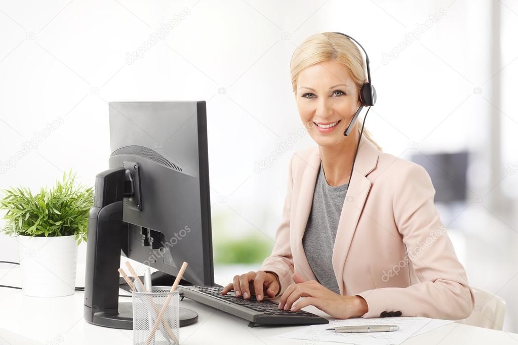 customer service woman smiling