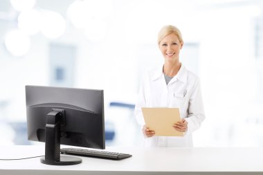 health care worker looking at camera