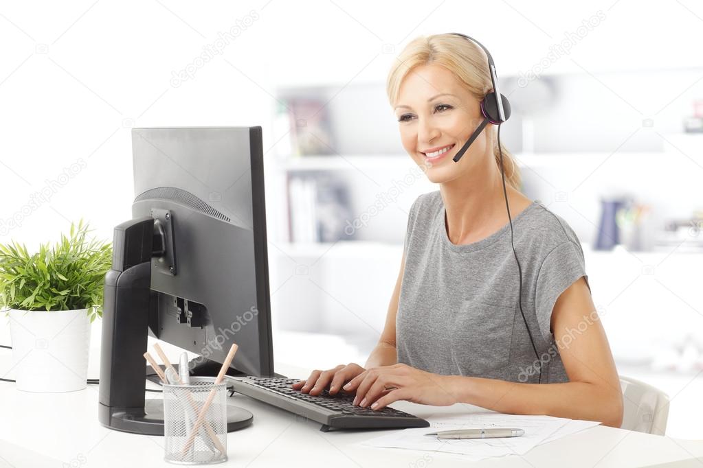 customer representative with headset