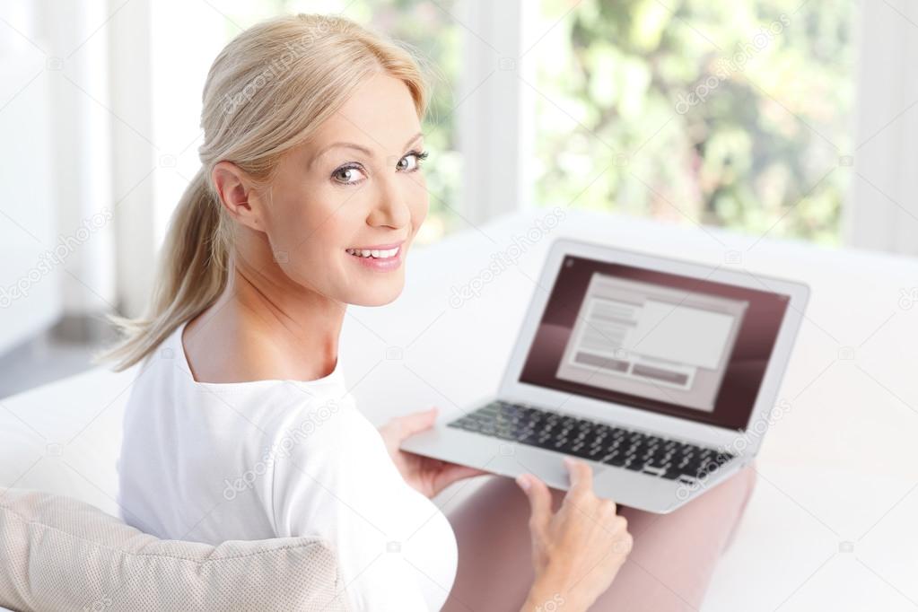 woman using her laptop