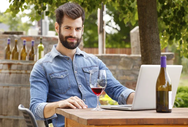 Professional man tasting red wine — Stock Photo, Image