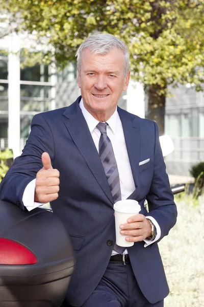 Successful businessman thumbs up — Stock Photo, Image