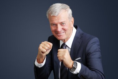 man with puching fists