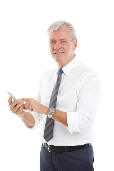 Managing director holding phone — Stok fotoğraf