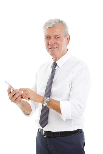 Diretor de gestão segurando telefone — Fotografia de Stock