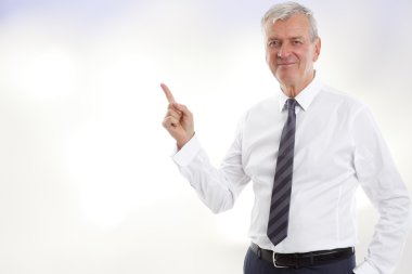 businessman showing something with his finger