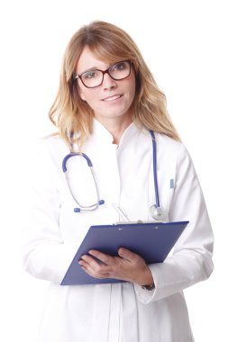 Kendine güvenen kadın Uzmanı Doktor gülümseyen